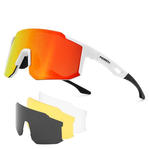 FEISEDY Polarized Sports Sunglasses for Men Women Youth - Baseball, Running, Cycling UV400 Protection 4 Lenses B0279