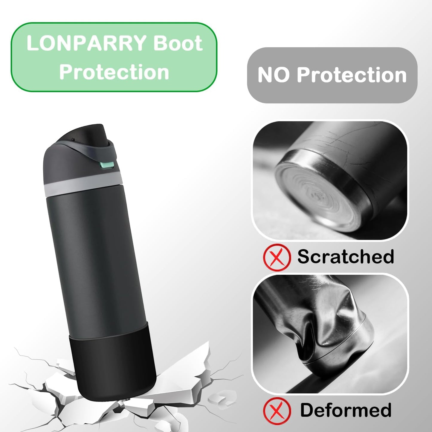 Owala Silicone Boot | 2-Pack Noise Reduction Rubber Bottom Protector for 24 oz Water Bottle