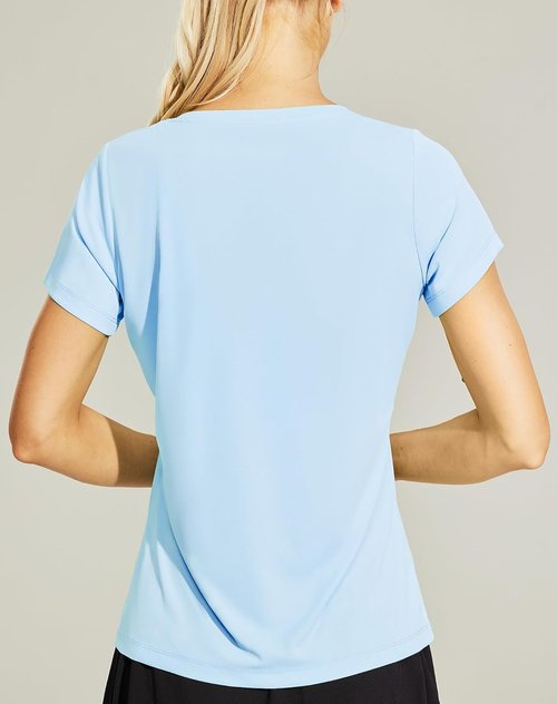 Haimont Women's Quick-Dry V-Neck T-Shirts - UPF 50+ Athletic Tops for Fitness & Running