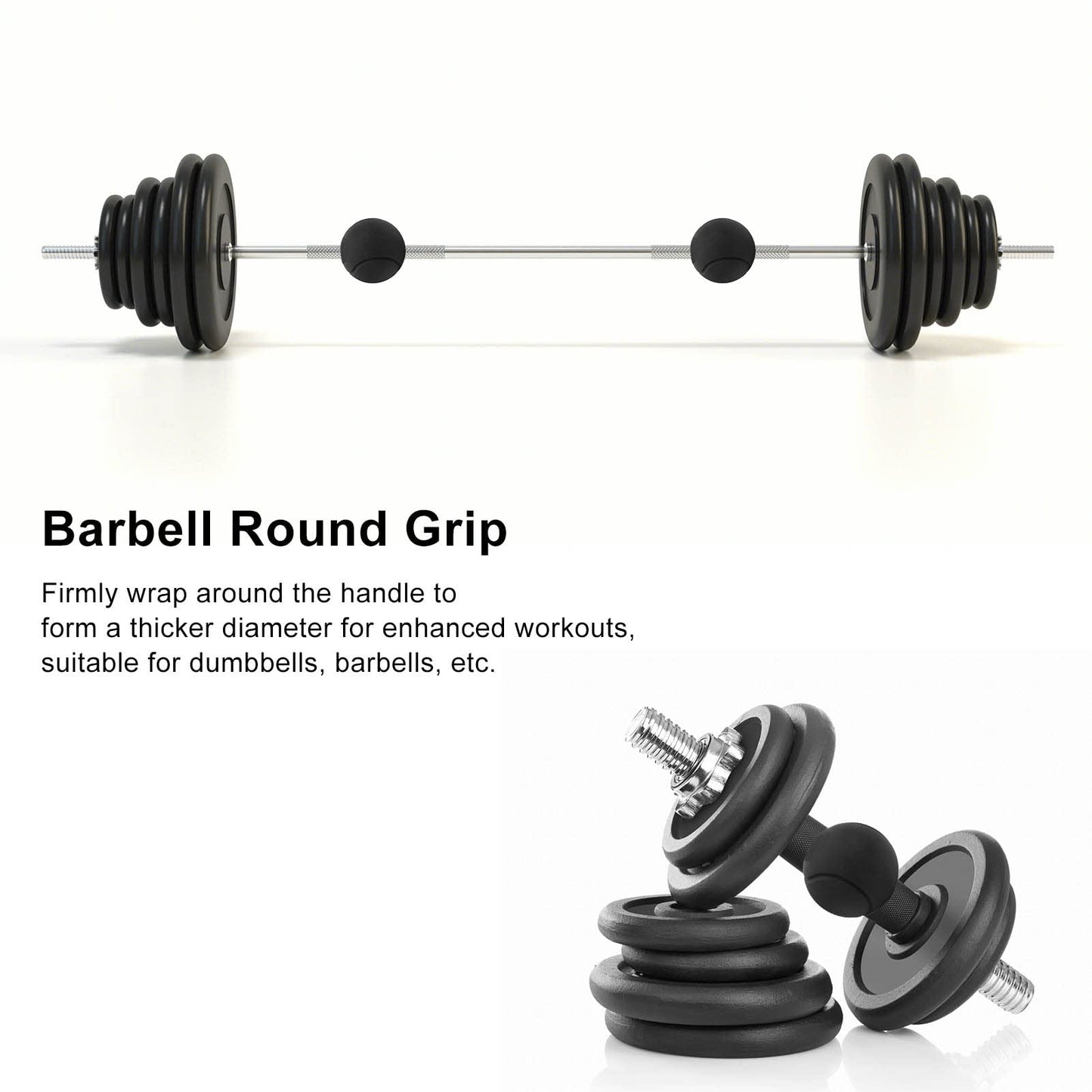 Barbell Grips, Curved Non Slip Silicone Thickened Grip Dumbbell Grips Round Spherical for Arm Muscle Building Fitness Enthusiasts(Black)