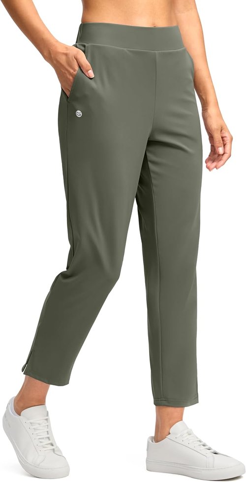 G Gradual Women's Petite Ankle Golf Pants - Stretchy Travel Pants with 3 Pockets & Inner Drawstring