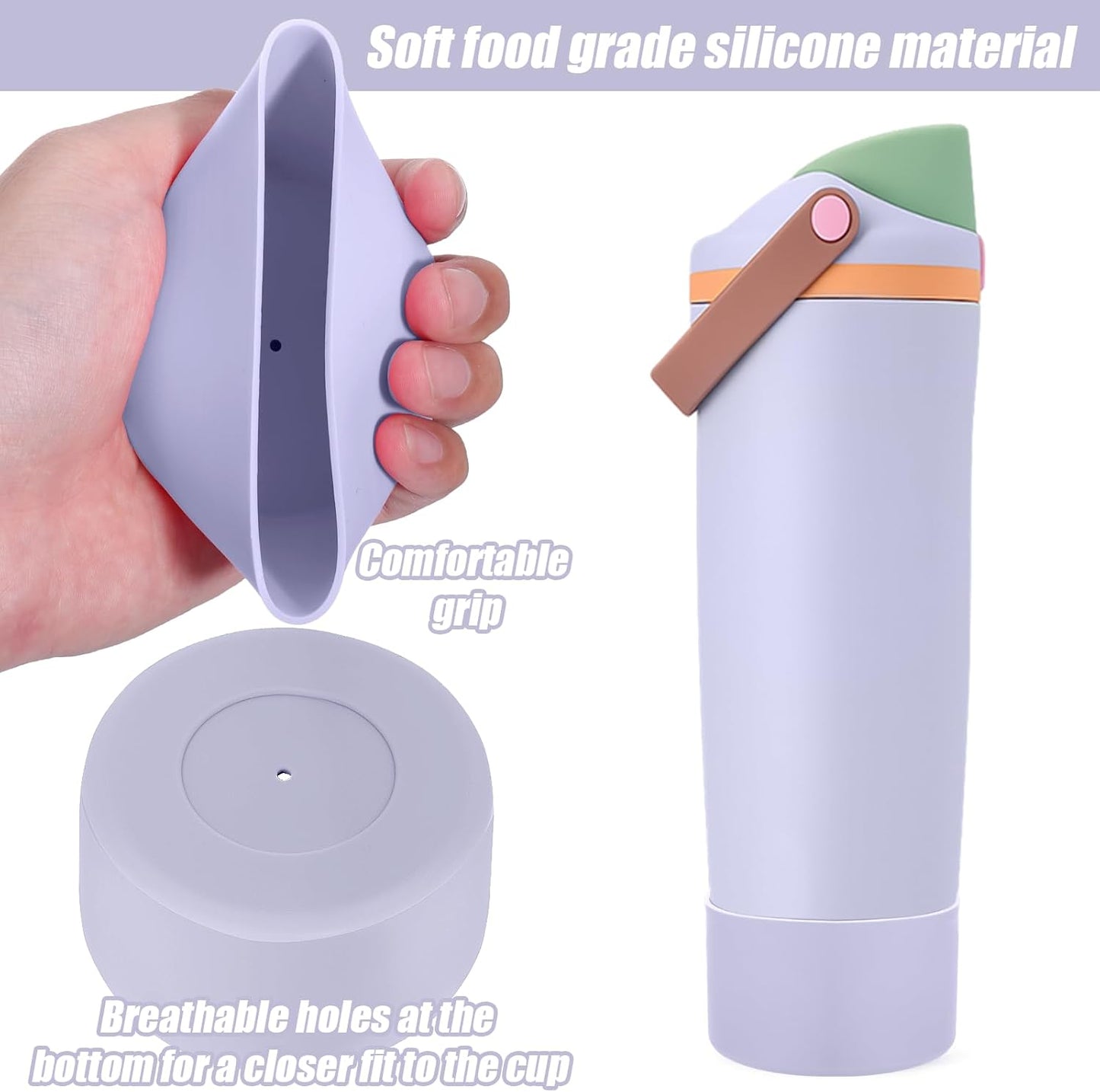 Mity Rain Silicone Protective Boots for Owala 30oz & 40oz FreeSip Sway Bottles - Light Purple, Enhances Stability & Prevents Scratches
