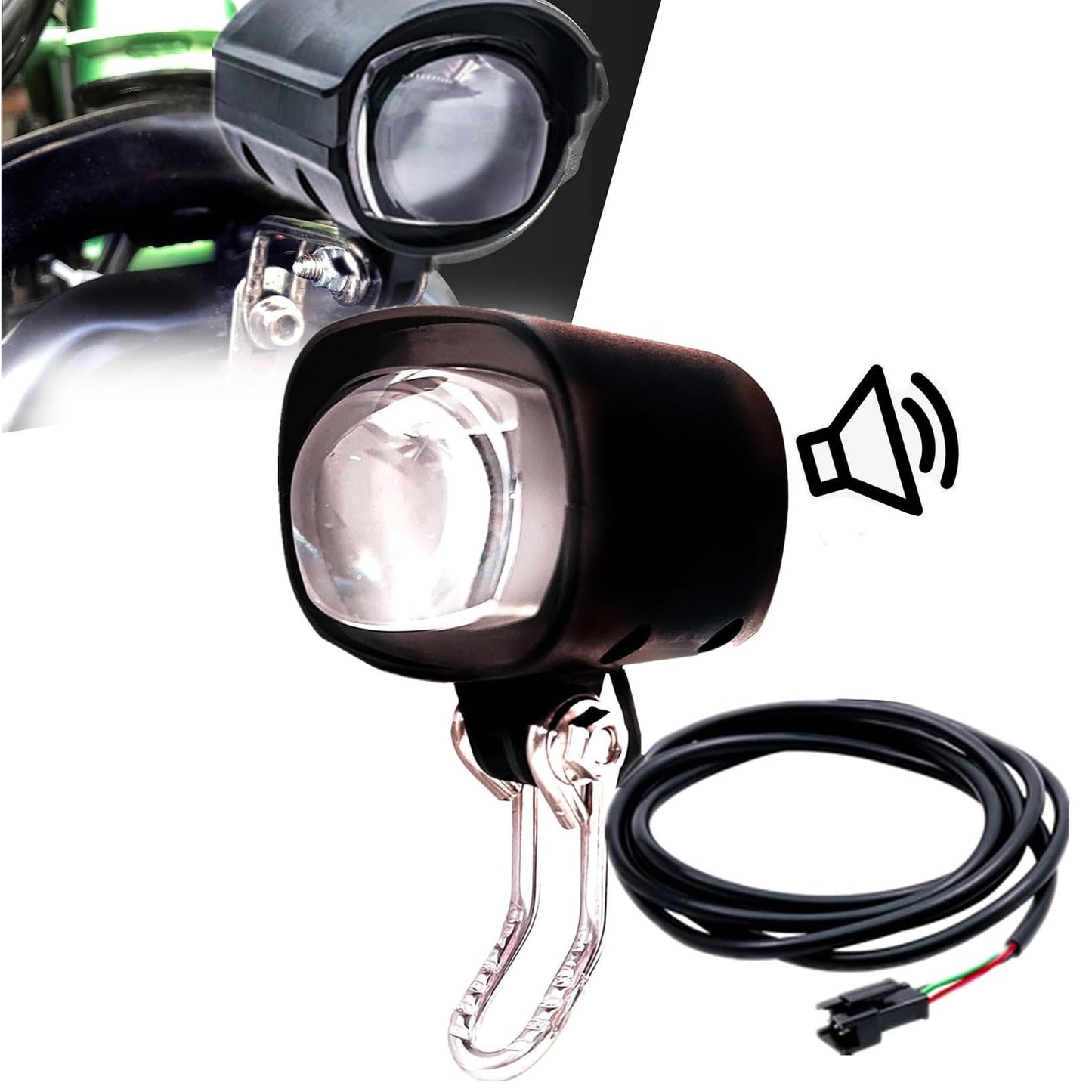 Ourbest E-Bike Front Lights with Horn for Scooter (A)