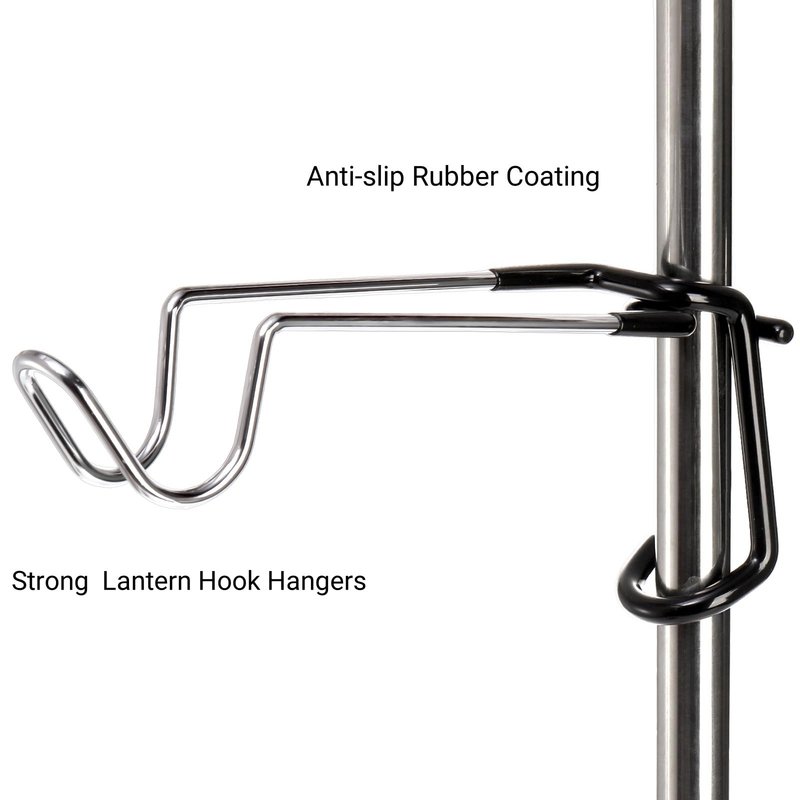 Tlence 4 Pack Camping Lantern Hook Hangers, 10" Outdoor Lamp Hanger Stand, Stainless Steel Non-Slip Tent Light Pole Hook, Portable Water Bottle Holder Bracket for Camping Hunting Fishing Hiking
