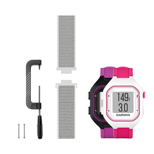 Leiou Woven Nylon Strap Compatible with Garmin Forerunner 25 Band Replacement Sport Mesh Watchband, Works with Small Version Watch, Pink Sand