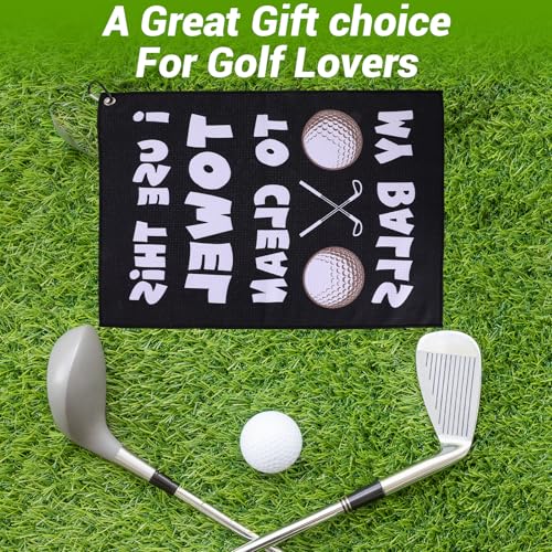 Funny Golf Towel for Men - Microfiber with Clip, 15.75" x 23.62"