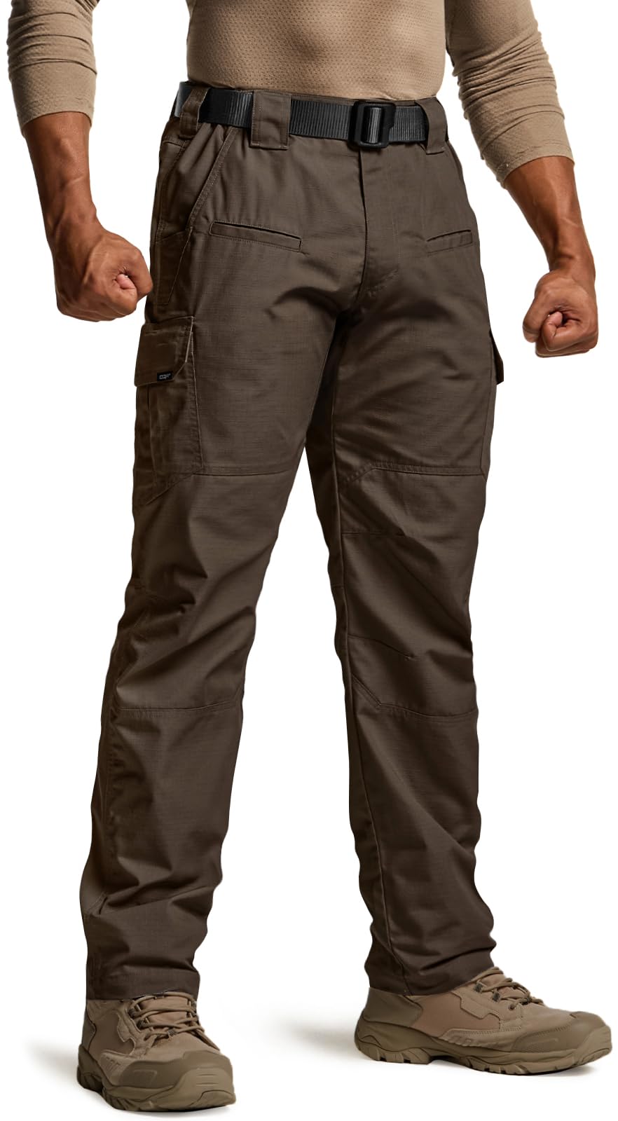 CQR Men's Tactical Pants, Water Resistant Ripstop Cargo Pants, Lightweight EDC Work Hiking Pants, Outdoor Apparel, Raider Dark Brown, 36W x 32L