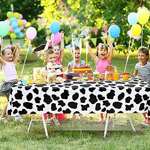 Cow Print Tablecloth - 2 Pcs Plastic Covers 87 x 51 Inches