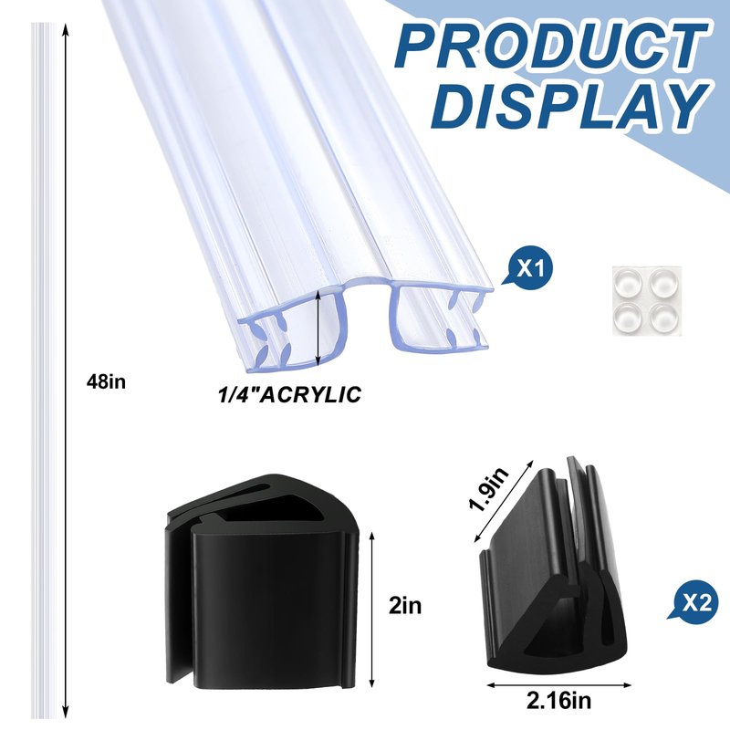 Maasechs 3 Pcs Golf Cart Living Hinge Retaining Clips Kit Include 1 Pcs 48 Inch Clear PVC Windshield Hinge 2 Golf Cart Window Clips for 1/4" Plexiglass Material Acrylic Panels