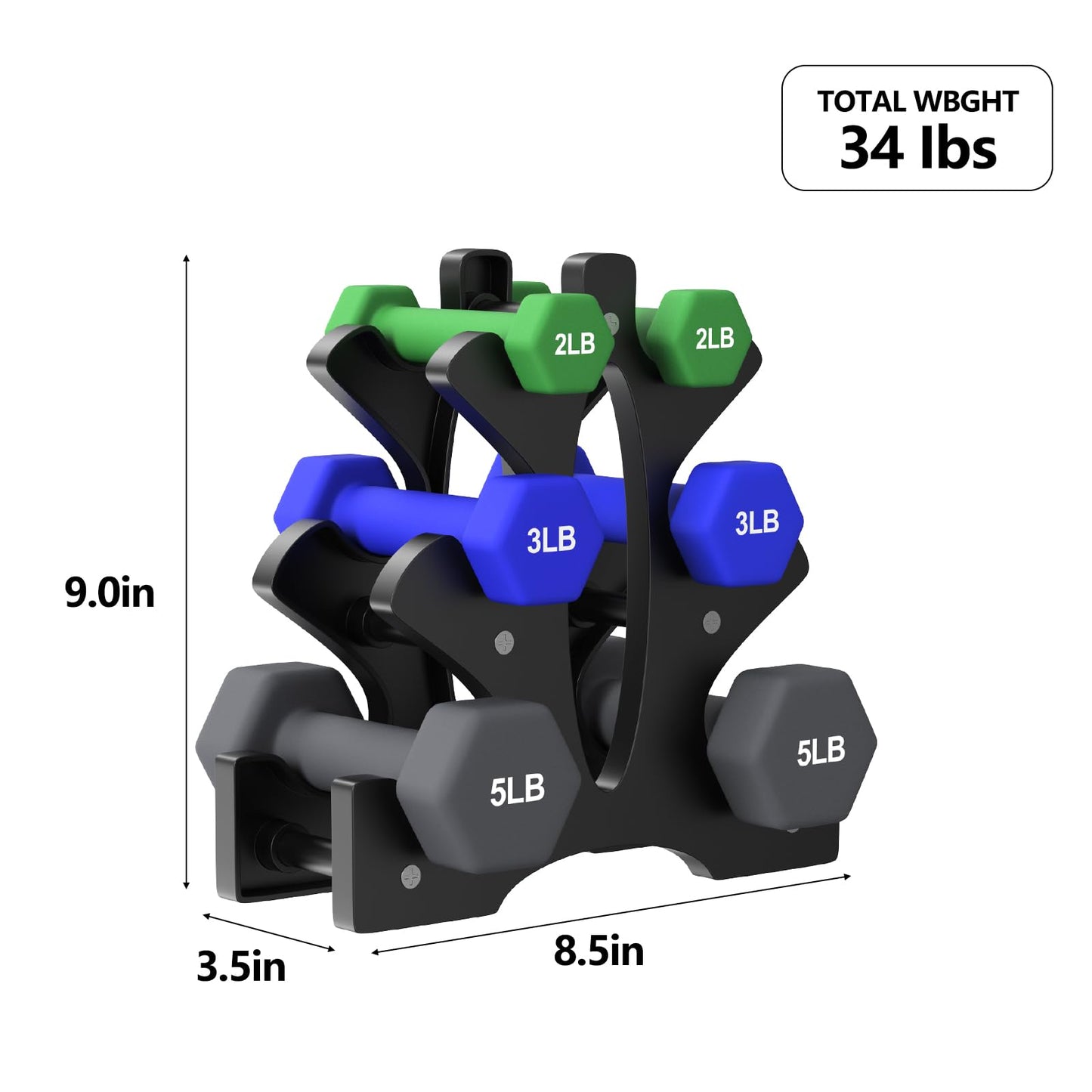 Portzon Weights Dumbbells Set with Various Color and Weights and Compatible, 1-15 LB, Anti-Slip, Anti-roll, Hex Shape