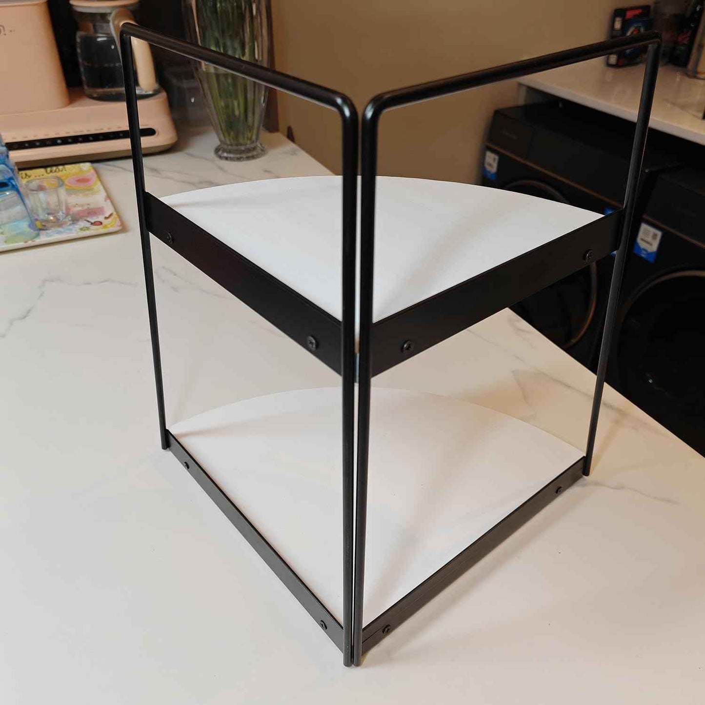 2 Tier Bathroom Counter Organizer,Standing Rack Cosmetic Holder,Wood Bathroom Organizer,Vanity Organizer Bathroom Counter Tray,for Bathroom,Bedroom (White)