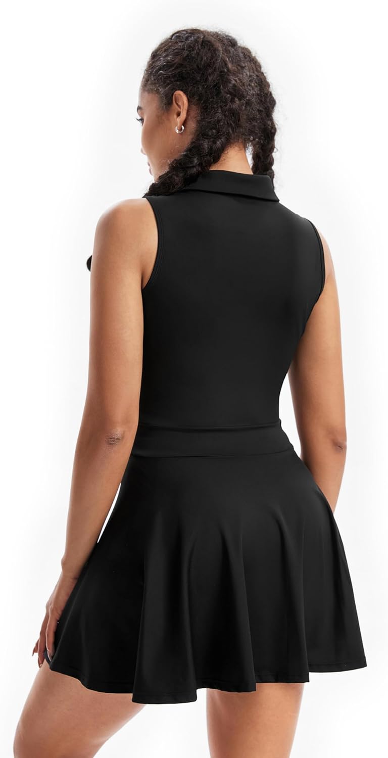 Skiennix Cute Golf Tennis Dress - Women's Athletic Outfit with Shorts & Pockets | Summer 2-Piece Set