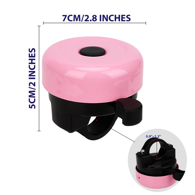 RidingRush Kids Bike Bell Girls – Cute Bicycle Bell for Boys & Girls, Easy-to-Install Handlebar Bell for Kids' Bikes (Pink)