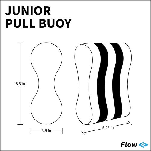 Flow Swim Gear Training Pull Buoy - Pull Float for Pool Lap Swimming in Adult and Junior Sizes (Blue/Black, Junior)