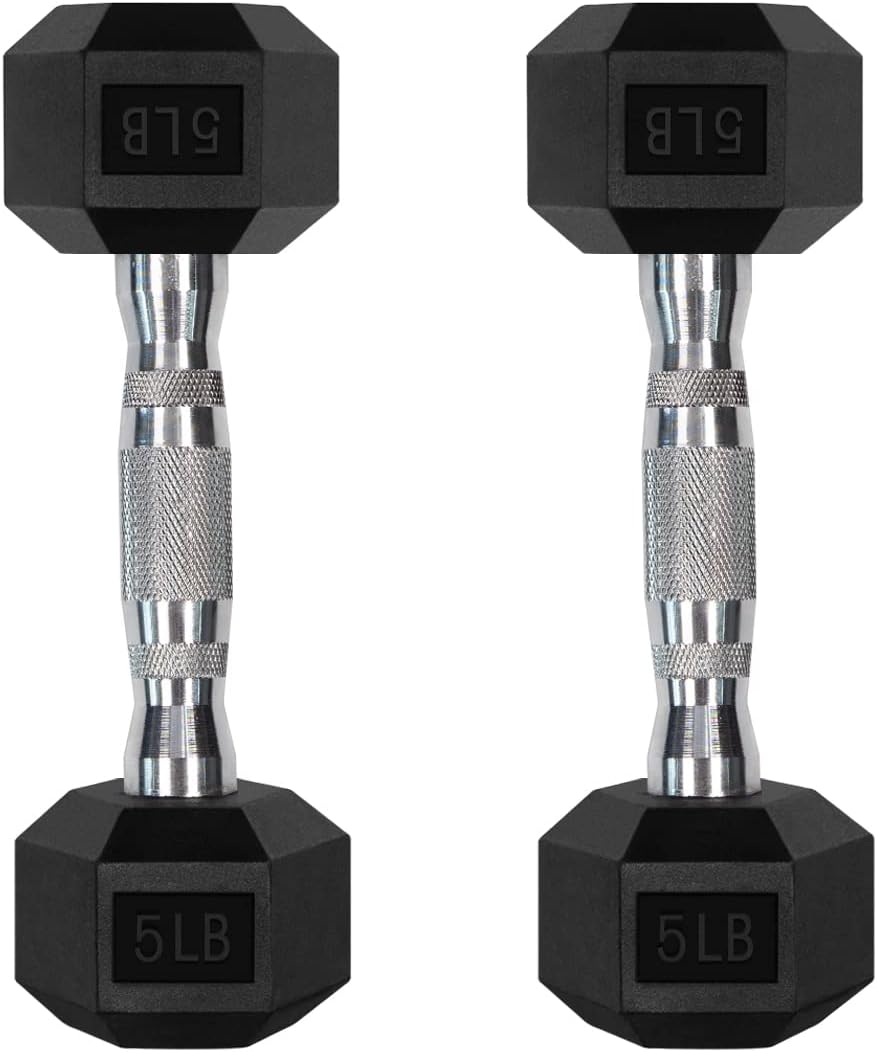 RitFit Rubber Coated Hex Dumbbell Set - 5-780LB Home Gym Strength Training | Anti-Slip Handle & Heavy-Duty Rack