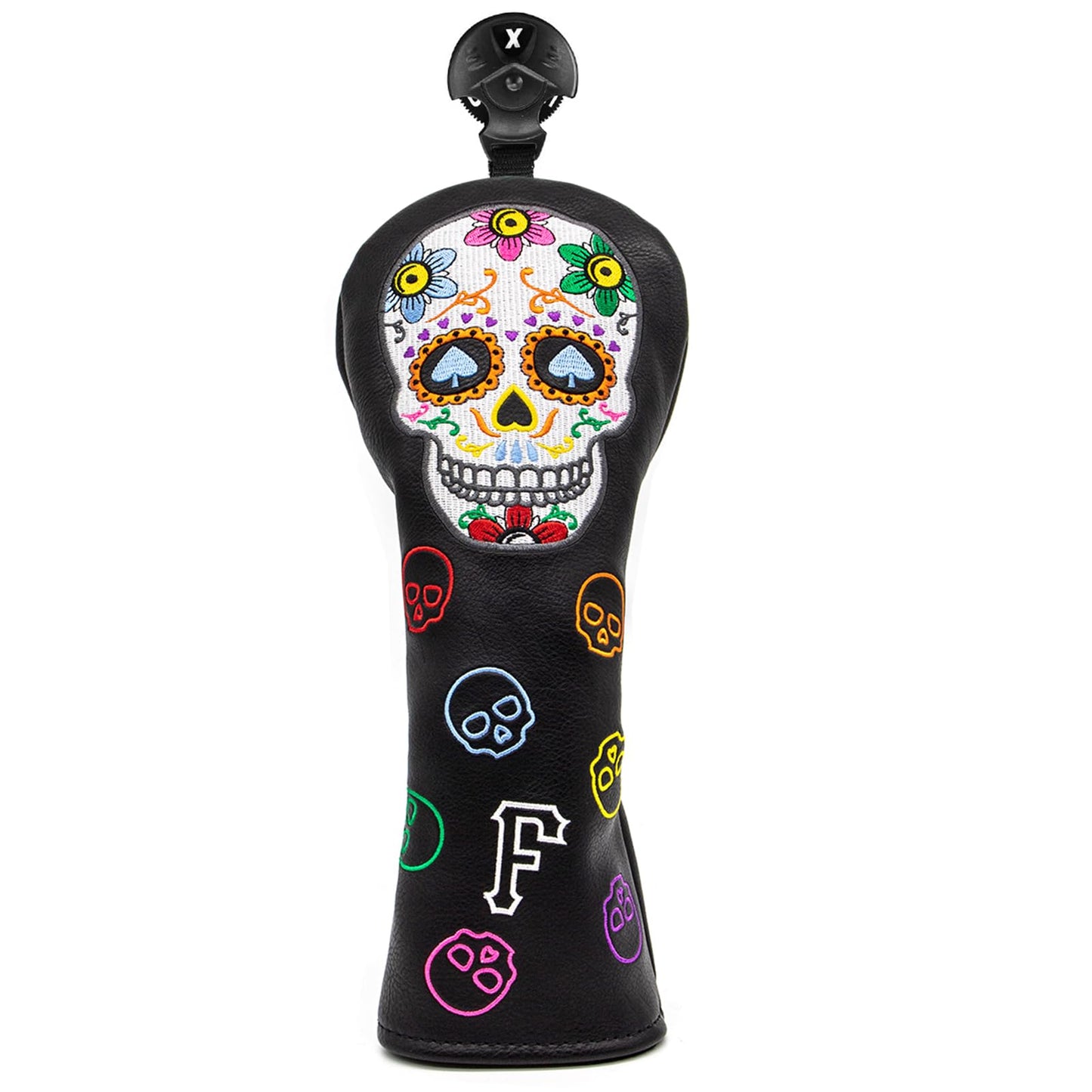 Montela Golf Club Covers,Colorful Skeleton Putter Cover Driver Covers Fairway Wood Headcover Hybrid Cover Leather Blade Putter Headcover Mallet for Brand