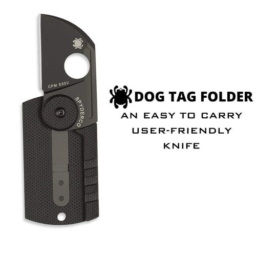 Spyderco Dog Tag Non-Locking Knife with 1.23" CPM S30V Steel Blade and Durable Black Carbon Fiber Handle - PlainEdge - C188CFBBKP