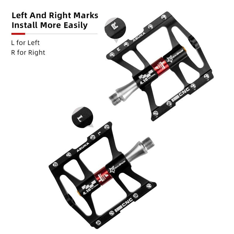 ROCKBROS 4 Bearings Mountain Bike Pedals MTB Padals Platform Flat Bike Pedals Aluminum Alloy 9/16"