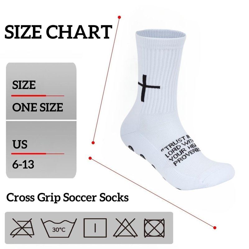 Meudid 3 Pairs Cross Grip Soccer Socks for US 6-13 - Anti-Slip Christian Socks with Bible Verse, Jesus Sports Sock for Football Training White