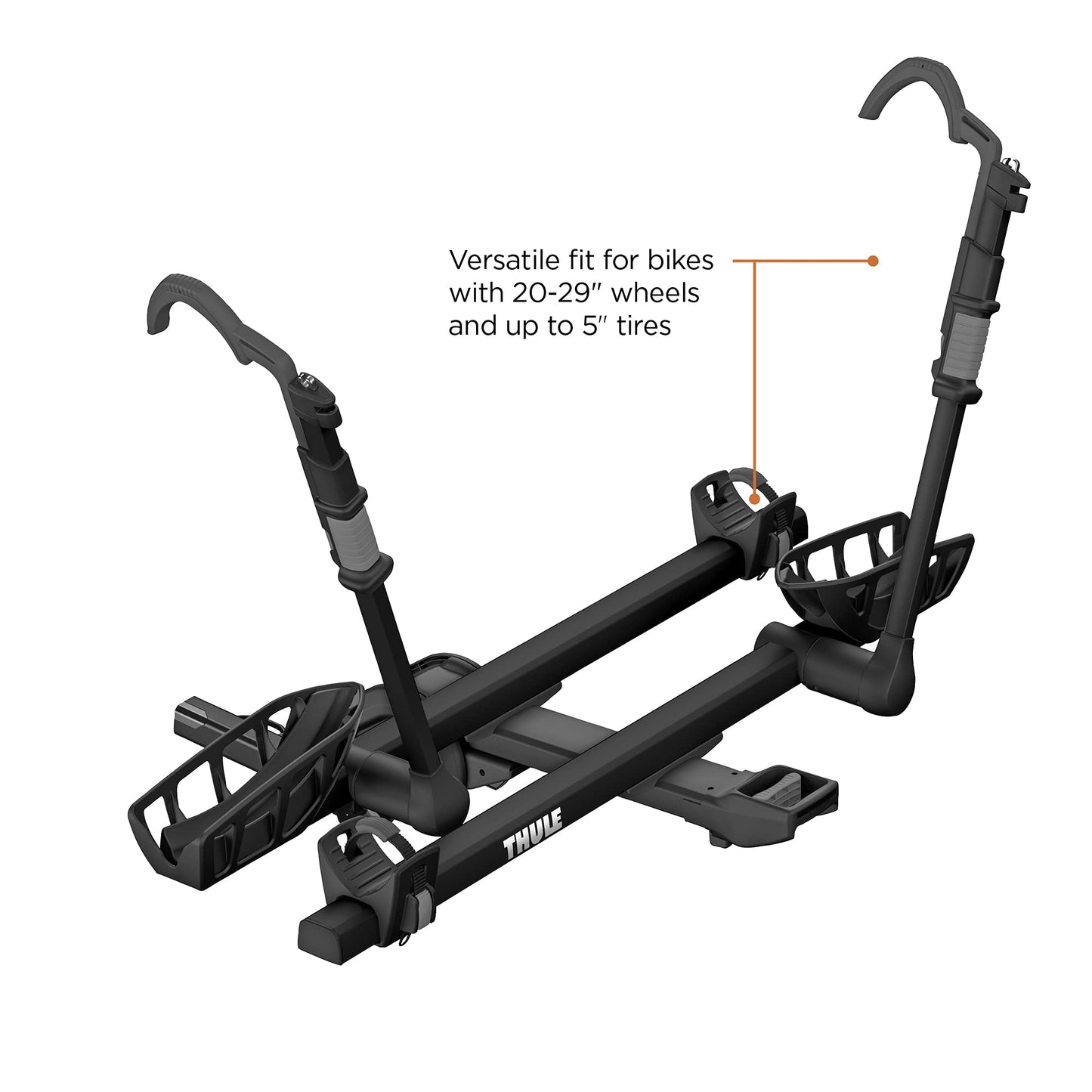 Thule T2 Pro XTR 2 Hitch Bike Rack - E-Bike Compatible - Tool-Free Installation - No Frame Contact - Tilts for Trunk Access - Fully Locking - Integrated Wheels For Transport - 100lb Load Capacity