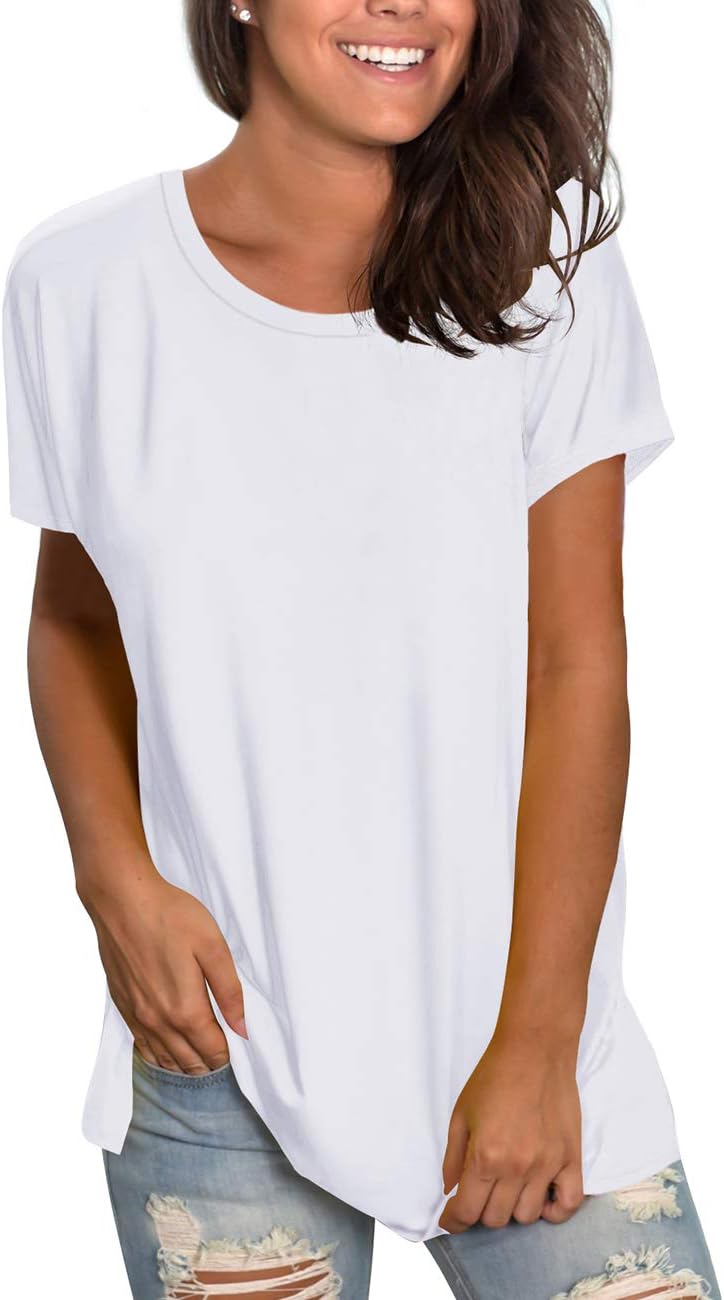 Saloogoe Women's Loose Fit T-Shirts - Casual Summer Workout & Yoga Tunic Tops