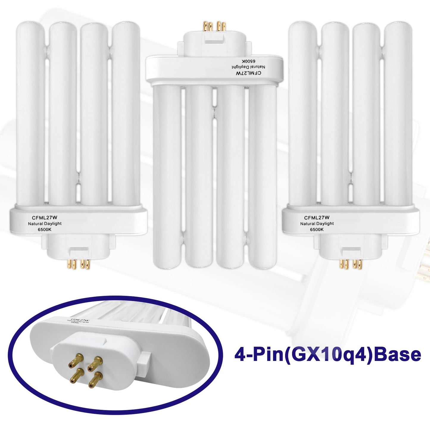Celiwace CFML27VLX Replacement Bulb for Verilux CFML27VLX 27 Watt Fluorescent Bulb, Natural Daylight,4-Pin GX10Q-4 Base, 6500K Daylight, 3 Pack
