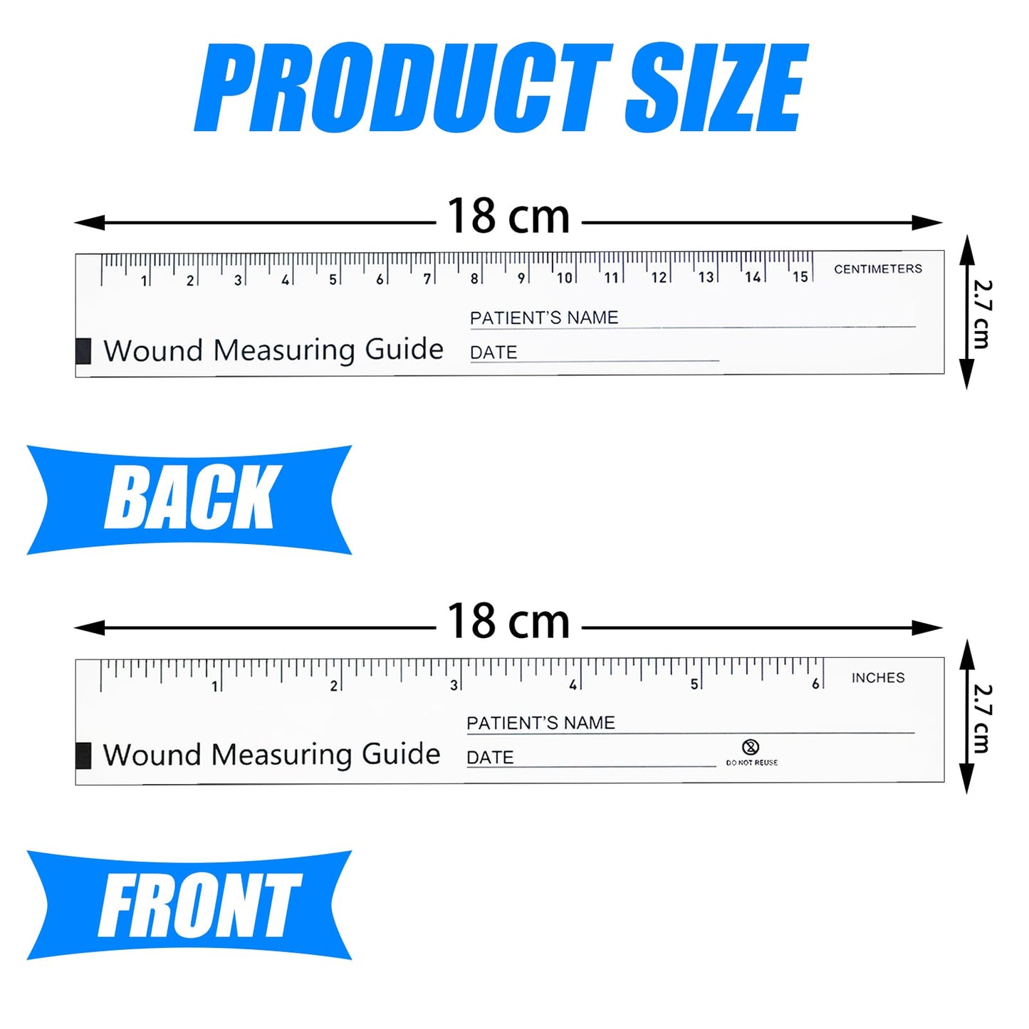 Mevlshcey 100 Pcs Wound Measuring Tape 6 Inch Wound Ruler Double Sided Disposable Paper Tape Measure Paper Guide Ruler Measurement Tools for Nurses
