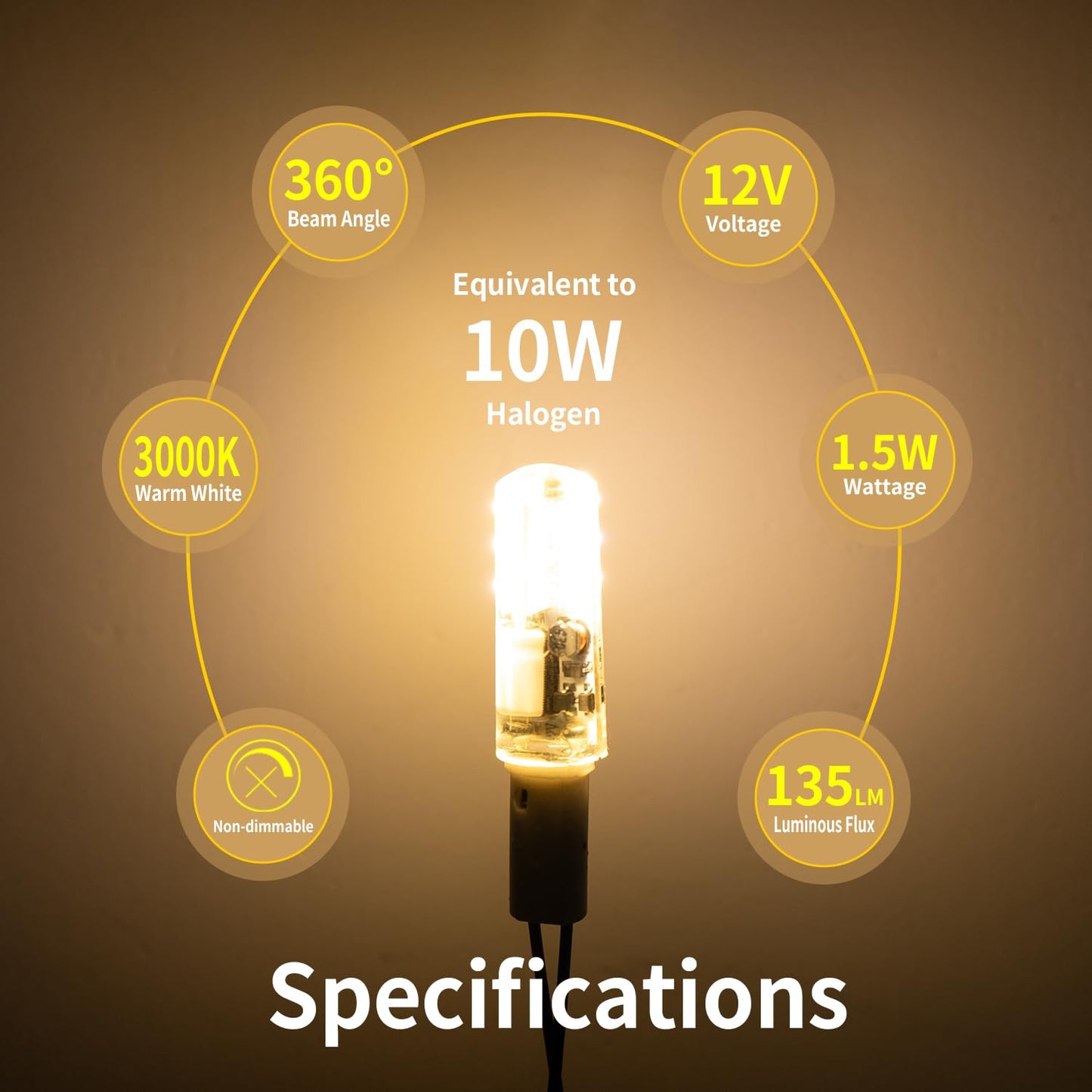 SCHERARX 10 Pcs G4 LED Bulbs, Warm White Light 3000K Landscape Bulbs JC Bi-Pin Base 1.5W AC/DC 12V, 10W-20W T3 Halogen Replacement Bulbs, Non-Dimmable