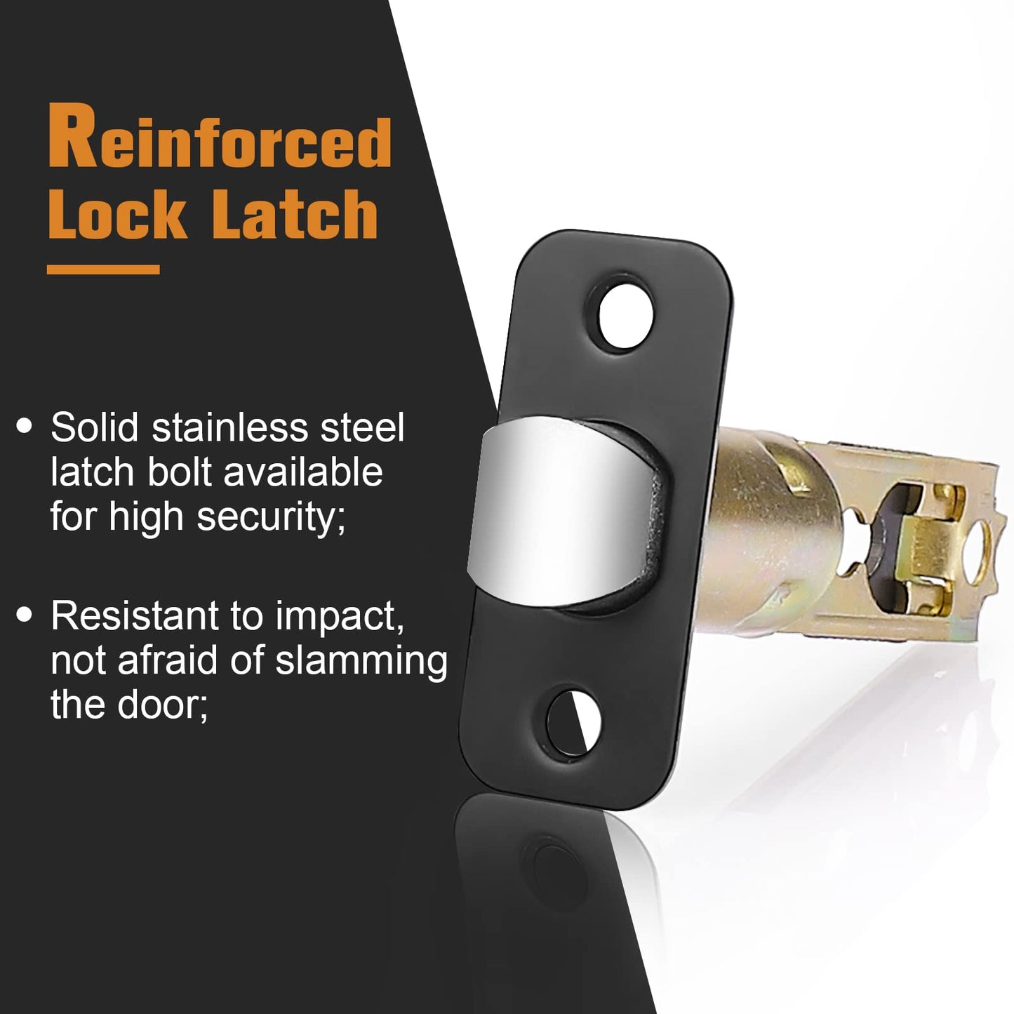 Probrico Keyless Privacy Door knobs for Bathroom Bedroom, Black Door Knobs Interior 10 Pack, Solid Adjustable Latch,Universible Door Handles