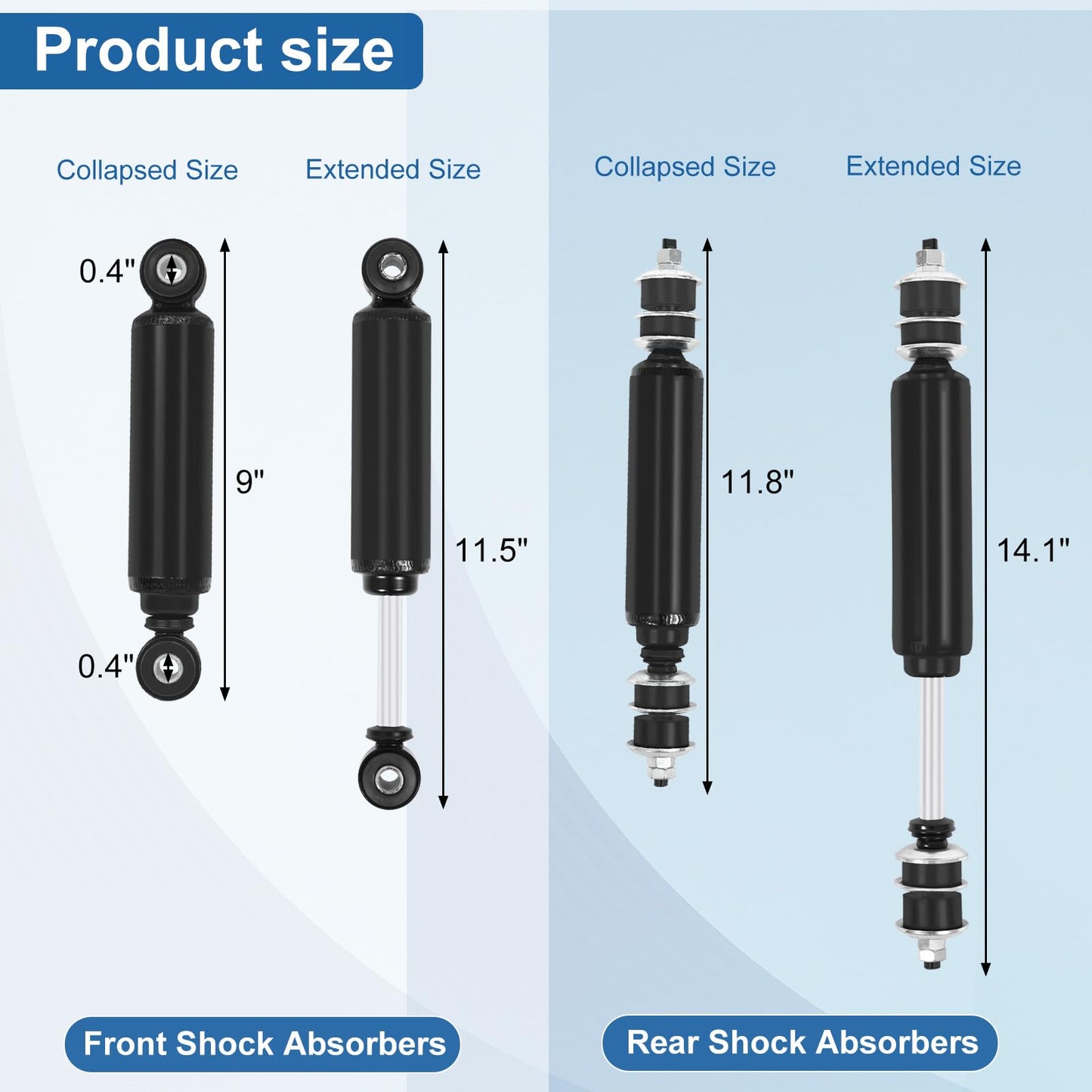 Golf Cart Front and Rear Shock Absorbers for Club Car DS G&E 1988-2011 Precedent G&E 2004-up, 1014235 1015813 1010991 1012183 1014236 1013164
