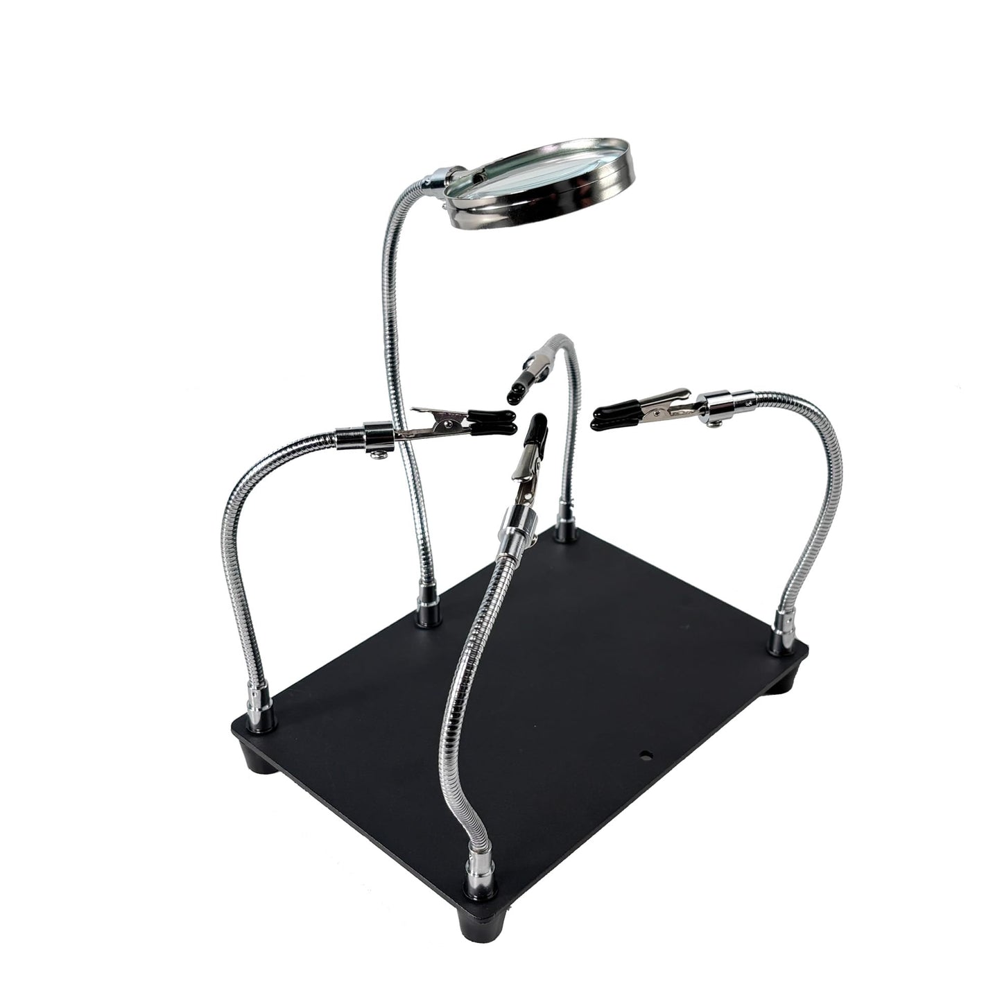 Kaisiking Helping Hands Soldering Station with Magnifying Glass, PCB Holder 4 Flexible Arms Magnifier and Third Hand Soldering Tool for Electronic Repair Soldering Jewelry Crafts