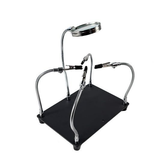 Kaisiking Helping Hands Soldering Station with Magnifying Glass, PCB Holder 4 Flexible Arms Magnifier and Third Hand Soldering Tool for Electronic Repair Soldering Jewelry Crafts