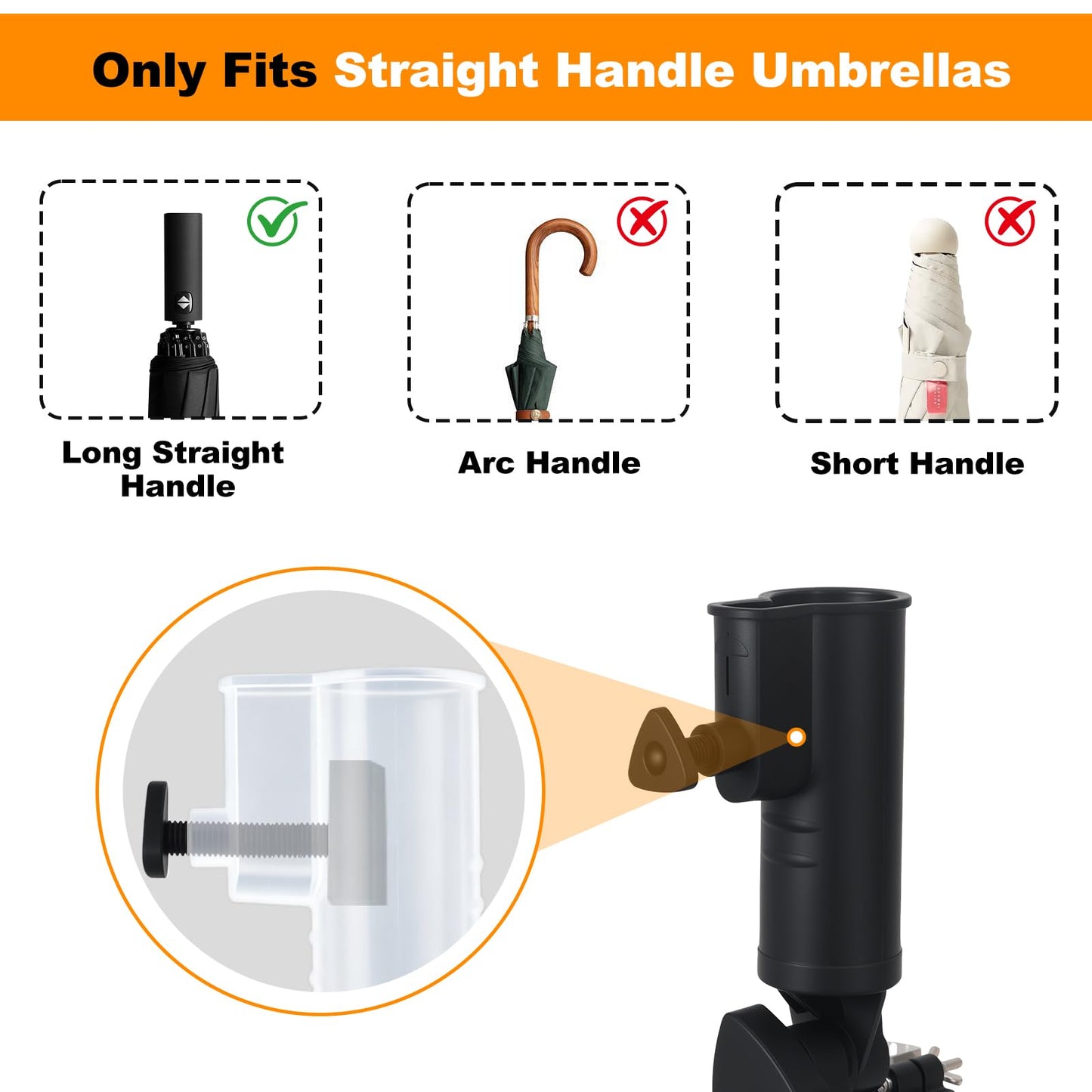 Umbrella Holder Compatible with Caddytek,Ultra Windproof, Universal Umbrella Extender for Stroller,Wheelchair,Beach Chair,Golf Push Cart