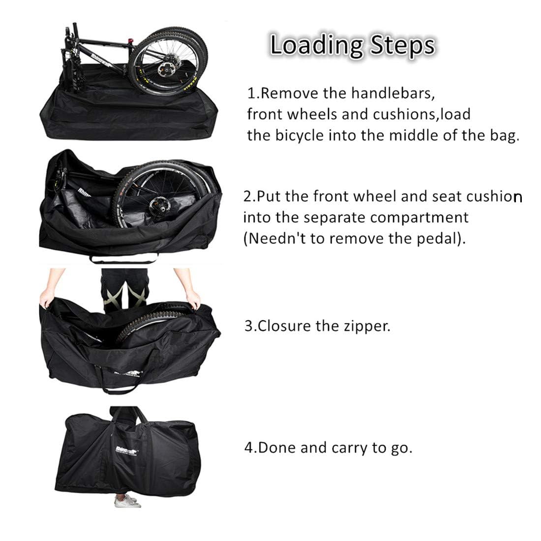 LIDARPHE Bike Travel Bag 26 to 29 inch Bicycle Storage Carry Case, Portable Folding Cycling Thick Mountain Bike Transport Case for Airplane Shipping, Professional Cycling Cover Accessories