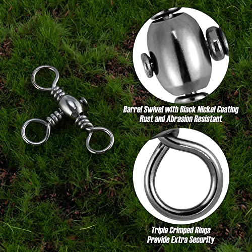 30 Pack 44LB Three Way Swivels Fishing Tackle for Catfish Rig