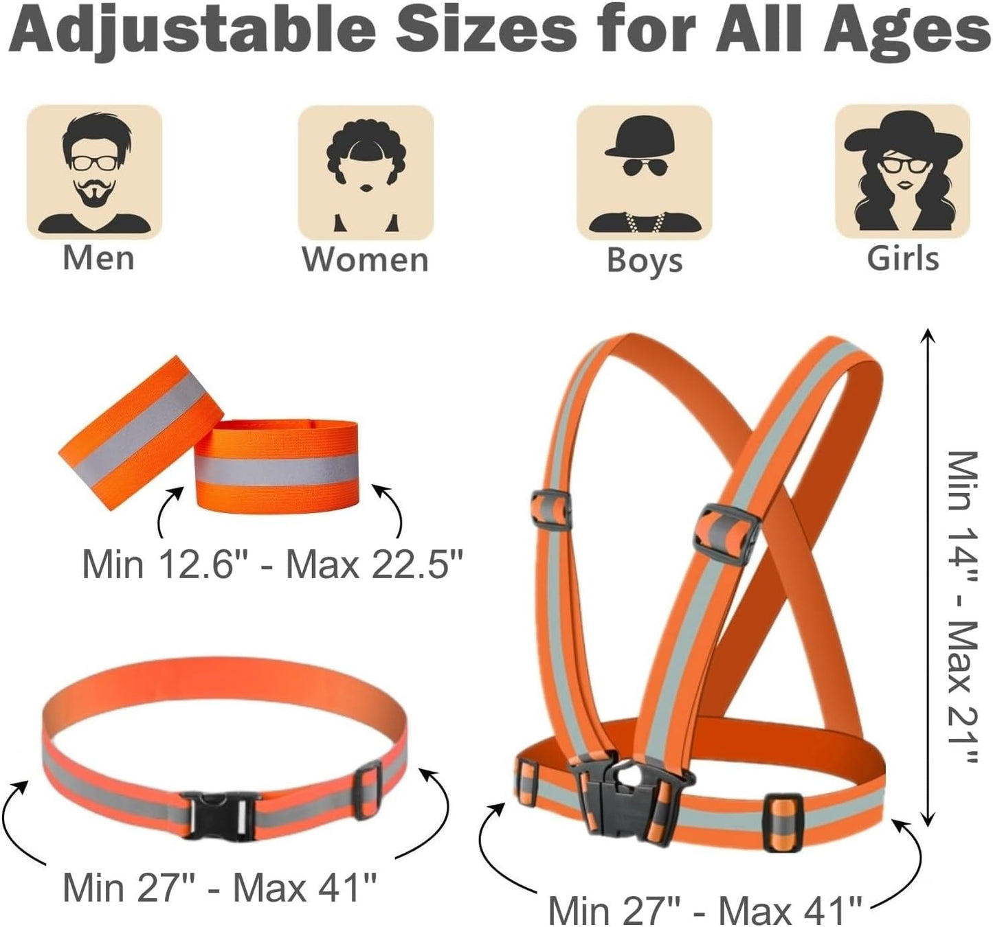 Reflective Running Gear | High Visibility Vest, Armband & Belt Set for Night Safety - Unisex