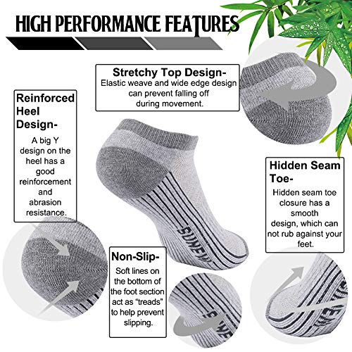 3 Pairs Sunew Viscose Bamboo Ankle Socks, Unisex Cushioned Grey Medium