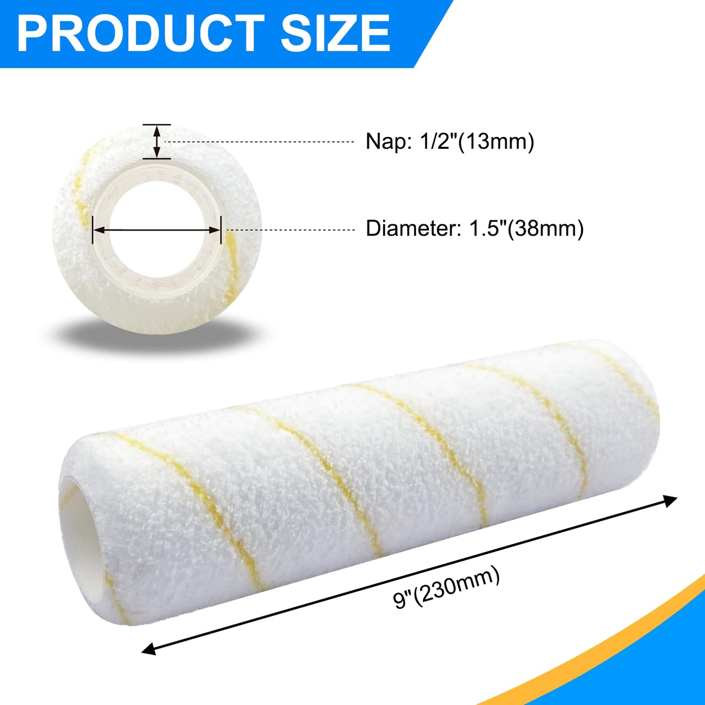 King Origin 9 Inch Microfiber Paint Roller Covers, 1/2" Nap, 3-Pack Paint Rollers for Wall & Ceiling Painting, Professional & Home Use