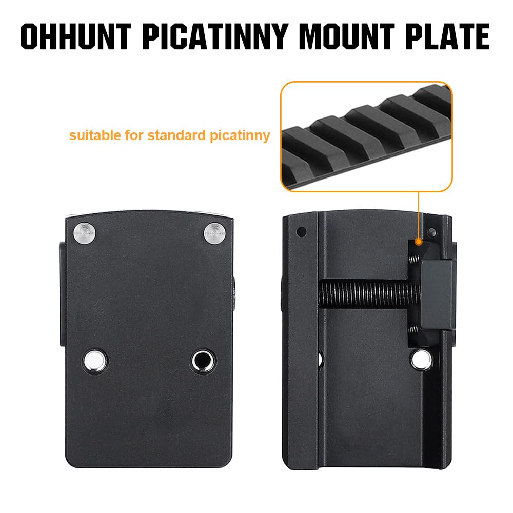 ohhunt Optics Picatinny Mount for holosun 407C/507C/508T, Osight X and for RMR Footprint Red Dot with Stainless Steel Bump (Stainless Steel Bump)