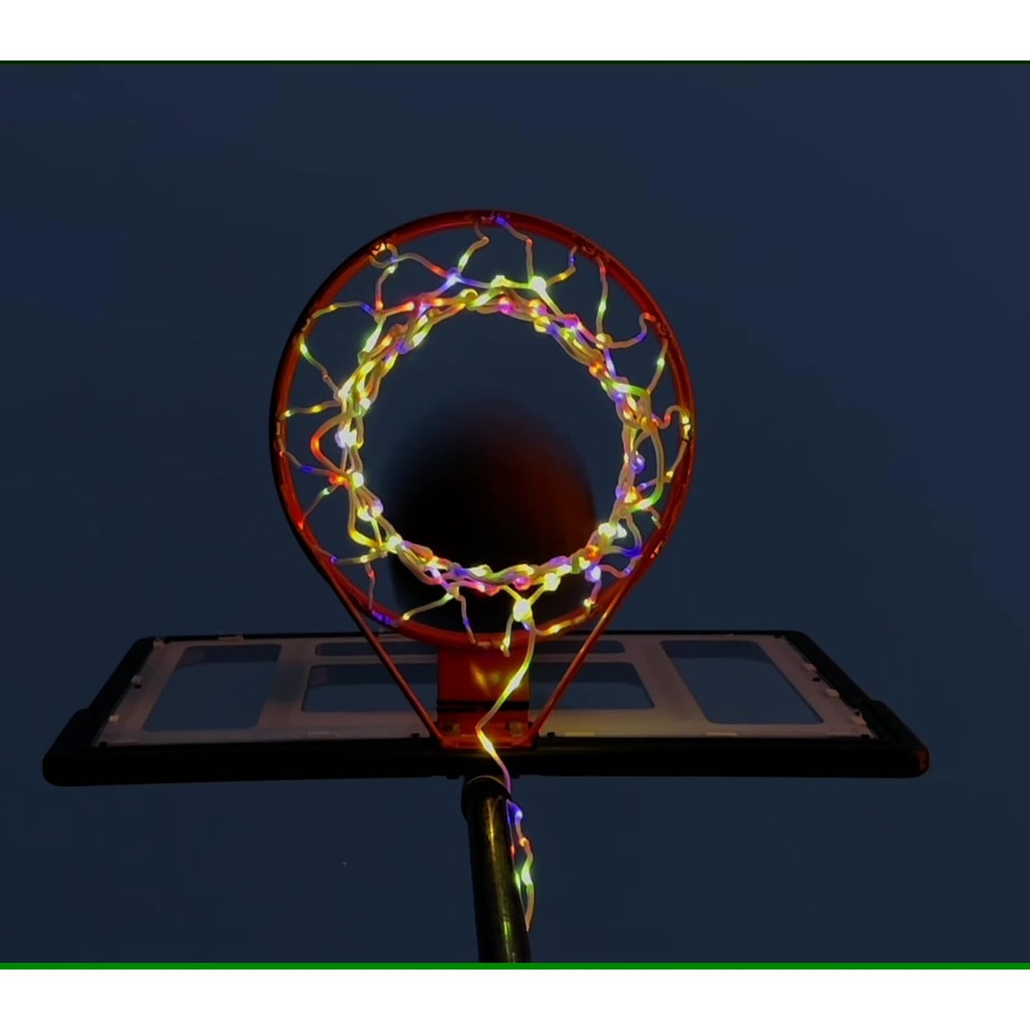 Mojedi Solar Powered RGB LED Basketball Net, Integrated Color Changing Light Up Basketball Hoop Net with Remote, 7 Colors 12 Modes, Waterproof Heavy Duty Replacement for Kids Adults Night Play Gift