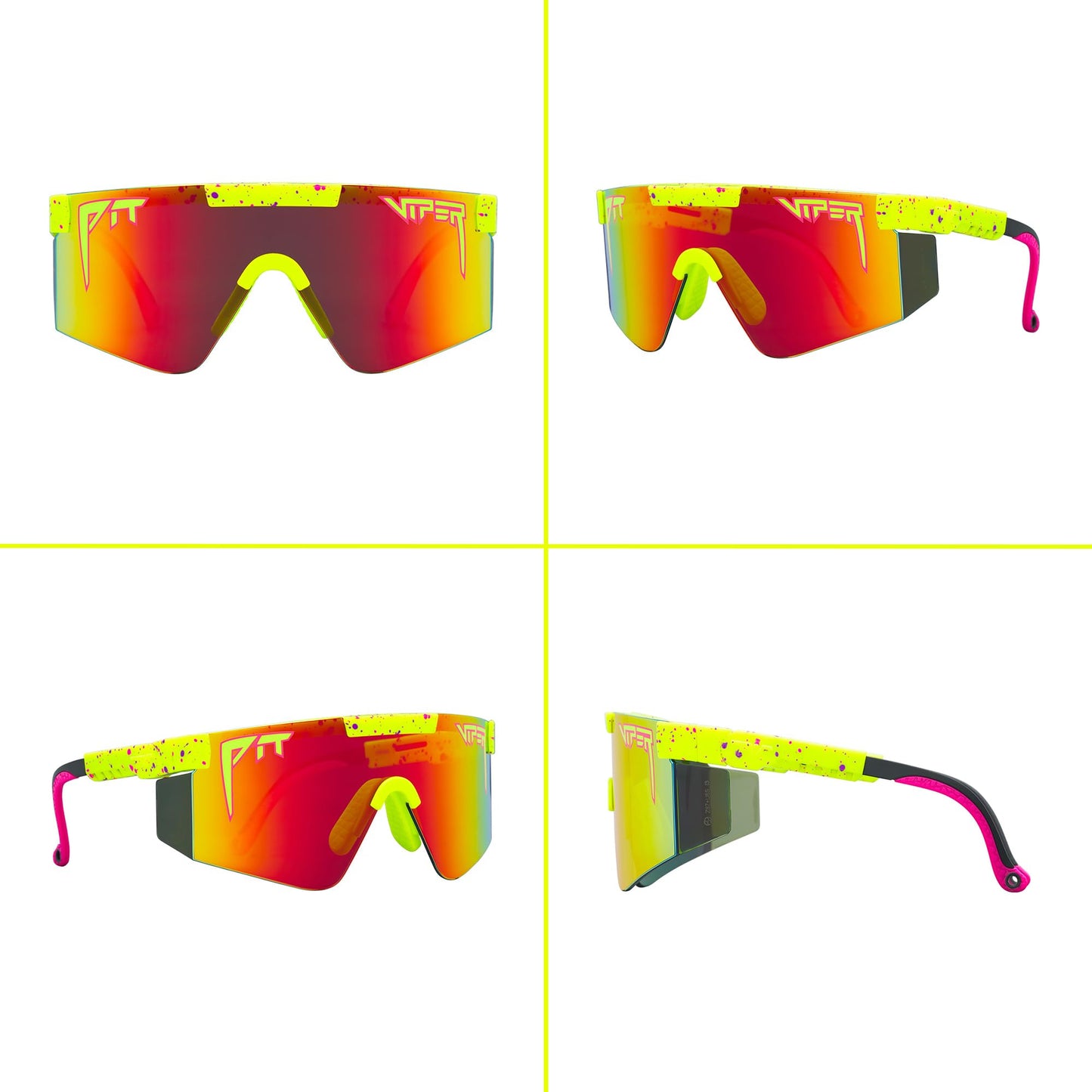 Pit Viper Sunglasses I The Original 2.0 I Wide Fit I Z87+Polycarbonate Lens, Indestructible Frame I Turbo Adjustable for Perfect Fit I Micro Fiber Bag & Retainer Straps I Rainbow Lens, Yellow Frame
