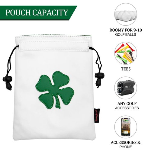 Golf Valuables Pouch Leather Tee Pouch with Drawstrings - Golf Ball Bag for Men & Women