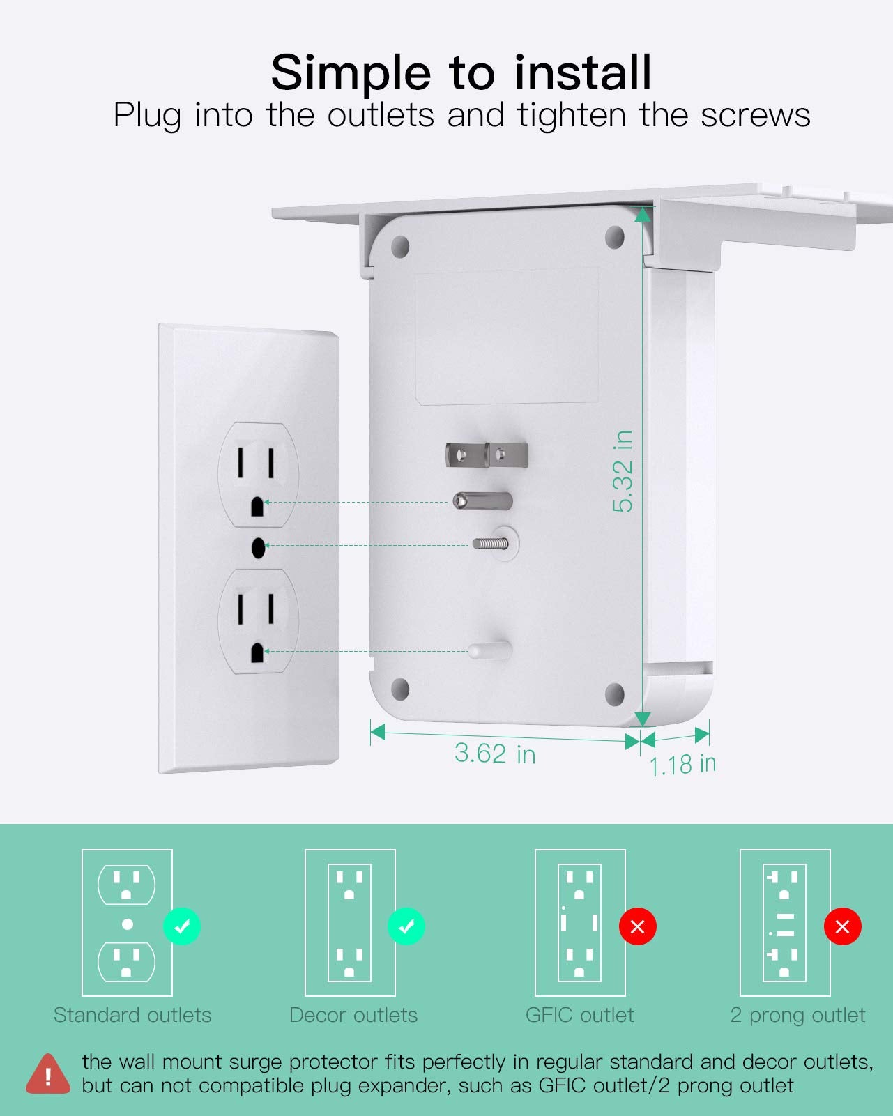 Outlet Extender with Shelf, Mifaso Surge Protector 6 AC Multi Plug Wall Outlets and 3 USB Ports, PD 20W USB-C Charger, Outlet Splitter for Bathroom Home