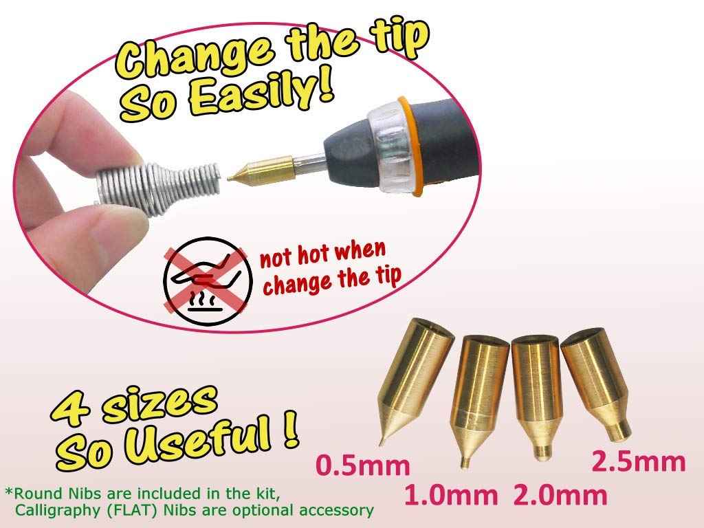 KINGTOOL Hot Foil Embossing Stamping Pen with 6 Rolls Hot Foil Papers, USB Powered (with 4 Nibs) (Yellow)