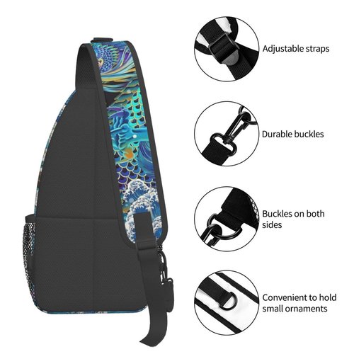 MANQINF Cool Chinese Dragon Sling Bag,Casual Crossbody Backpack Shoulder Chest Bag for Women Men Travel Hiking Daypack