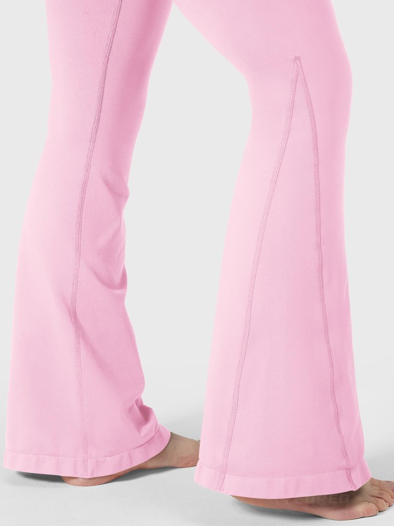 YEOREO Workout Mini Flare Leggings for Women Hidden Scrunch High Waisted Seamless Gym Leggings Brinklie 30" Yoga Pants Pink