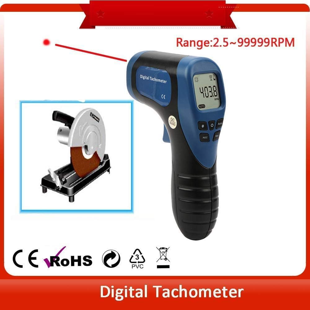 Skiennix Handheld Digital Laser Tachometer - Non-Contact RPM Meter with 10 Reflective Tapes | Measuring Range 2.5-99999 RPM
