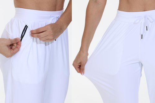 Athletic Joggers for Women with pockets Workout Running Track Pants Golf Stretch Tapered Comfy Gym Active Training Sport Sweatpants Lounge Casual Travel Jogging Outfits Trendy Clothes 27" White L