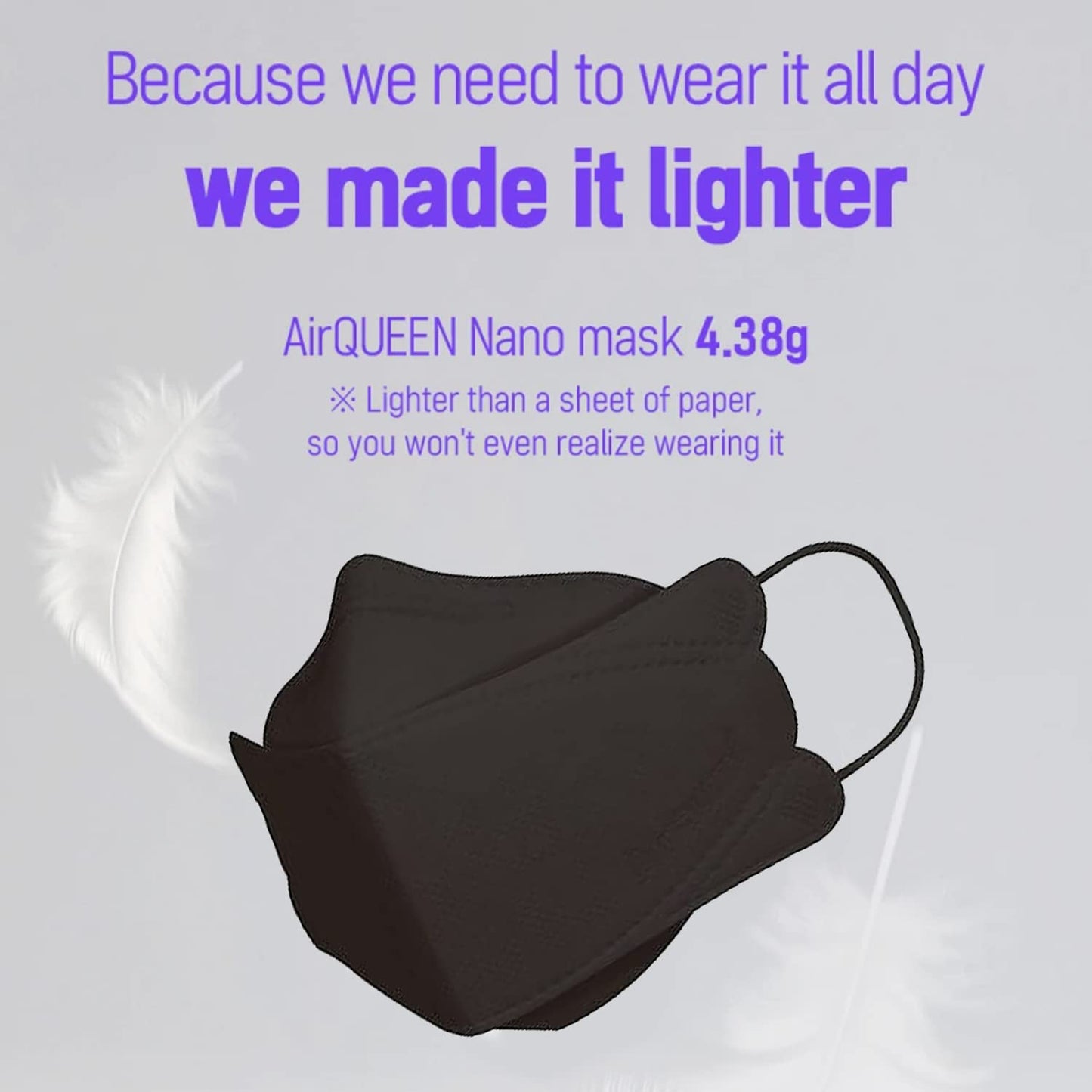 AIRQUEEN 3-Layer Nano-Filter Face Mask for Adults, Black 100 Pack, Lightweight and Breathable Face Mask, Reusable Face Mask