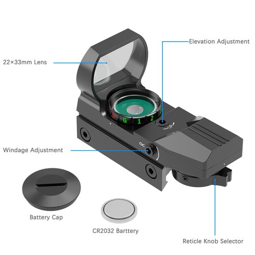 LFHEYI Red Dot Sight 20mm Rail 4 Different Reticles, Red and Green Dot Gun Scope